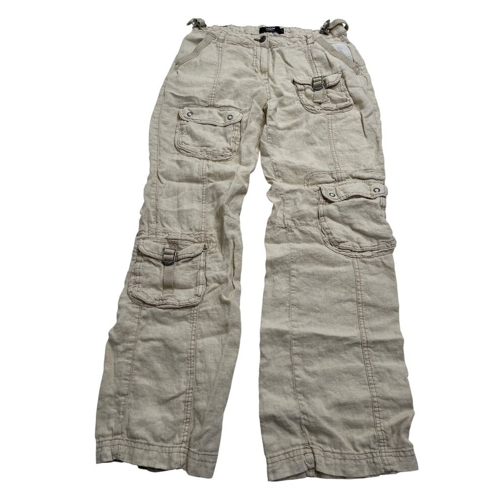 Jaded London Santal Linen Cargo Trousers in Ivory